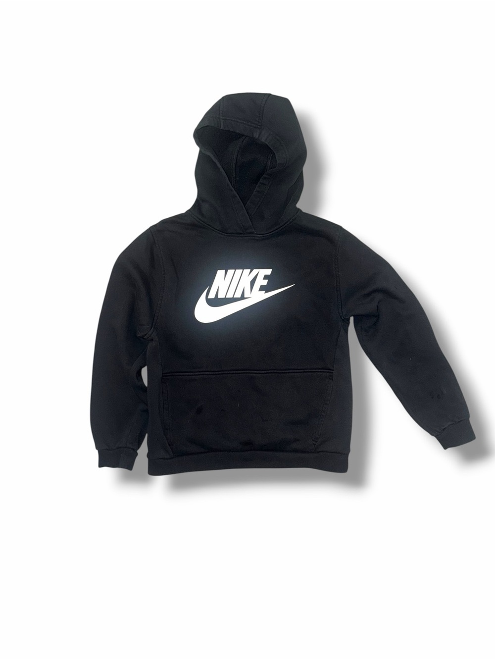 Nike Kids Black Pullover Hoodie with White Swoosh XL